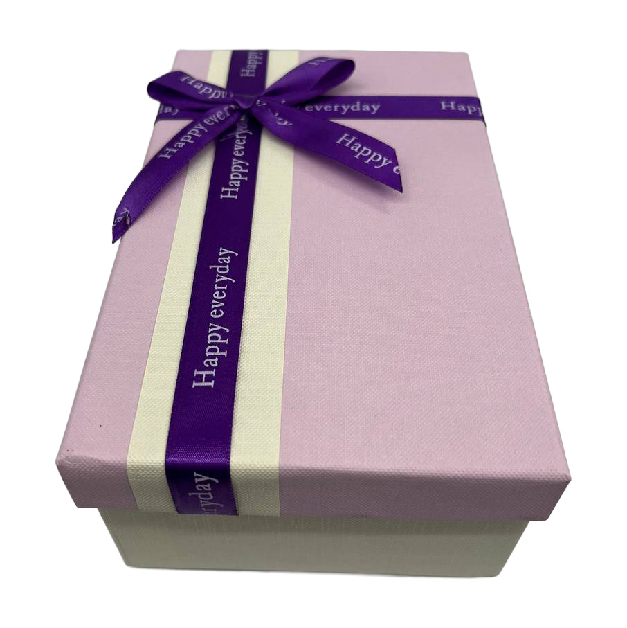 Подарункова коробка прямокутна, біло-фіолетова з бантом, 19*12*6,5 см, 1103532201 3