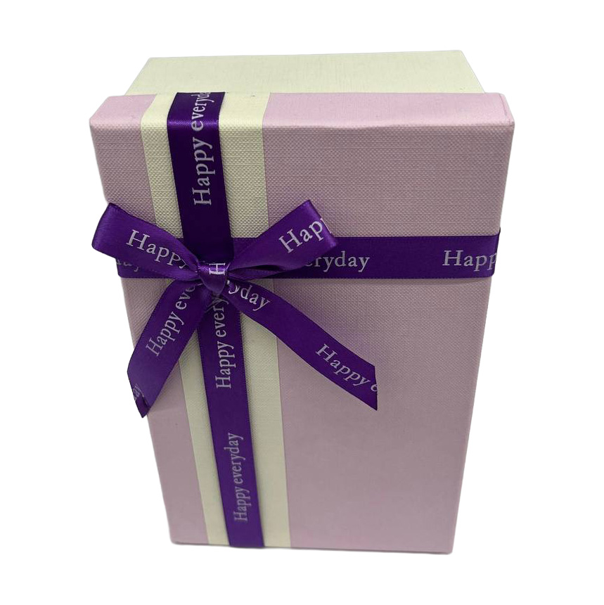 Подарункова коробка прямокутна, біло-фіолетова з бантом, 19*12*6,5 см, 1103532201 4