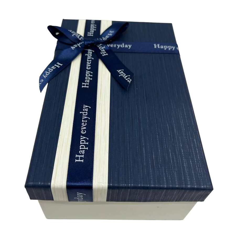 Подарочная коробка прямоугольная, сине-белая с бантом, 19*12*6,5 см, 1103772111 3
