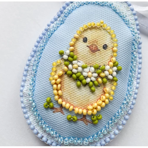 Набір для вишивання бісером інтер’єрної прикраси на натуральному художньому холсті "Великодня компанія", ABT-061 2