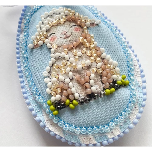 Набір для вишивання бісером інтер’єрної прикраси на натуральному художньому холсті "Великодня компанія", ABT-061 3