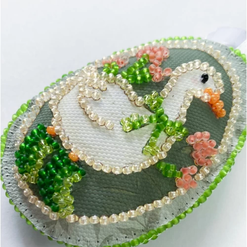 Набір для вишивання бісером інтер’єрної прикраси на натуральному художньому холсті "Гості до Пасхи", ABT-058 5