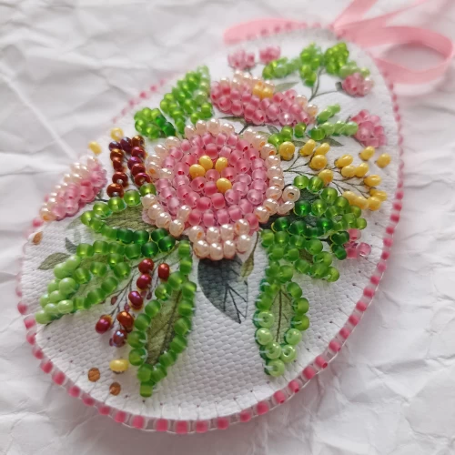 Набір для вишивання бісером інтер’єрної прикраси на натуральному художньому холсті "Пасхальна зайка", ABT-060 3