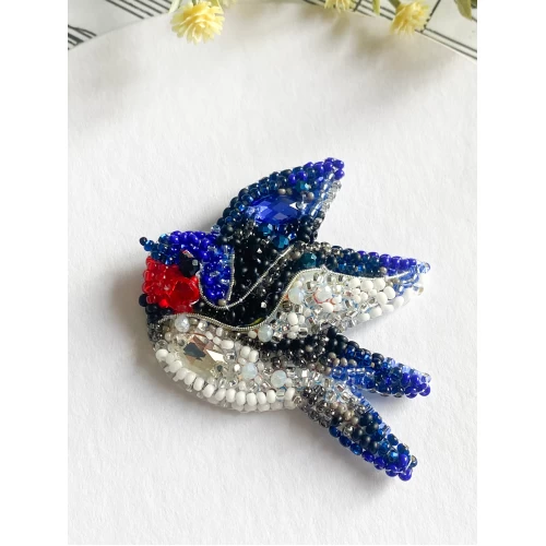 Набір для вишивання бісером прикраси на натуральному художньому холсті "Пісня ластівки", AD-246 1