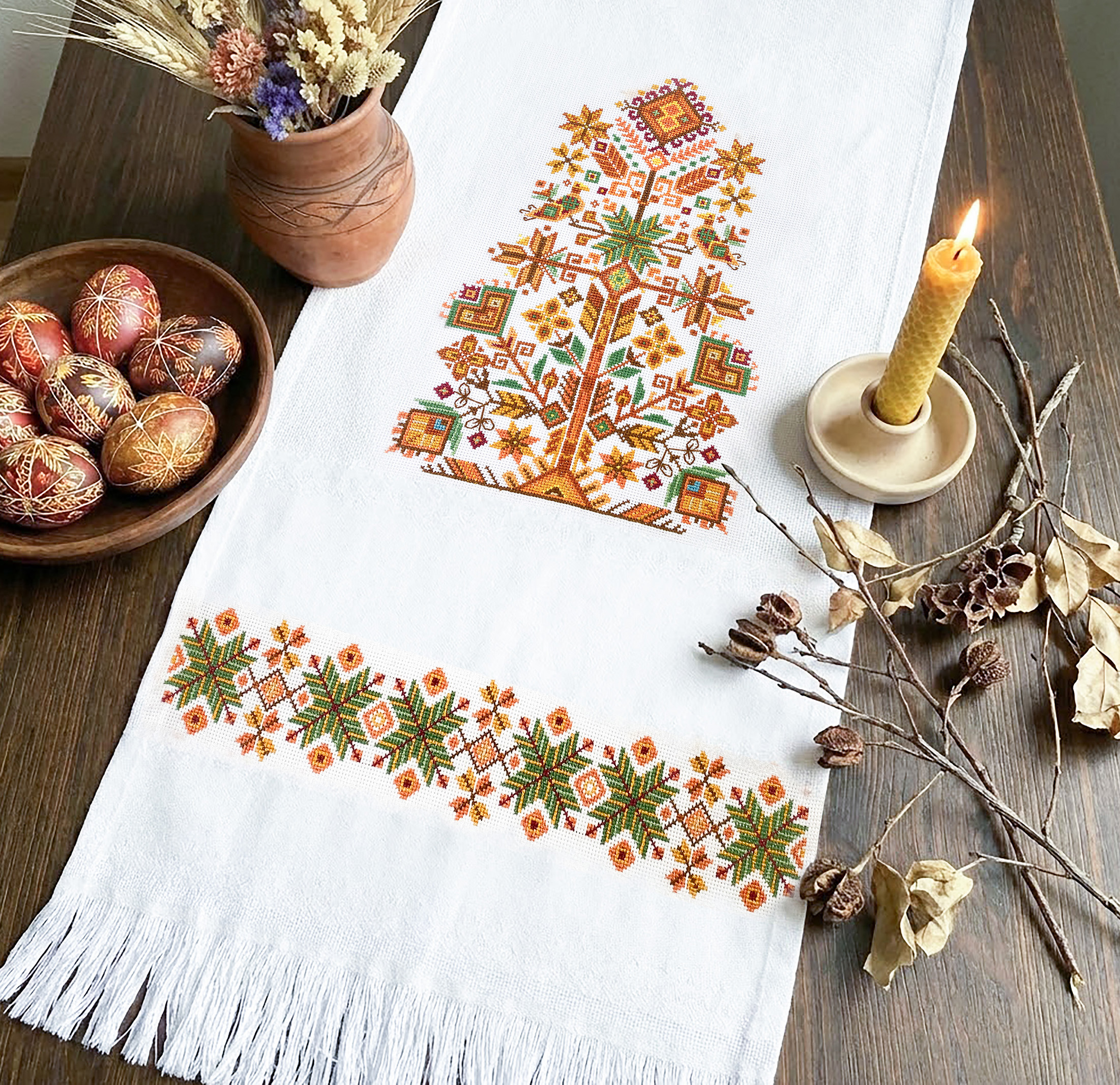 Набір для вишивання хрестиком "Рушник "Оберіг дому", AHE-004