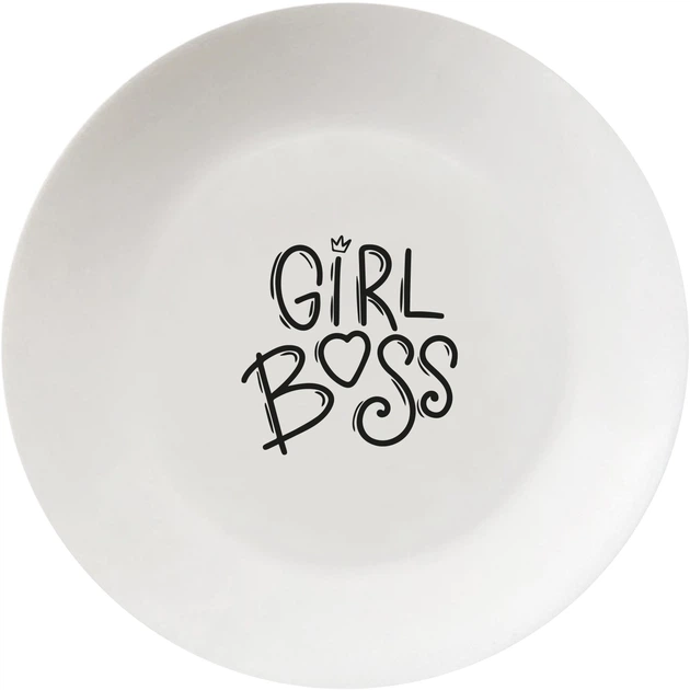 Тарелка "GIRL BOSS" 25 см стеклокерамика + подарочная коробка Kvarta, 1246