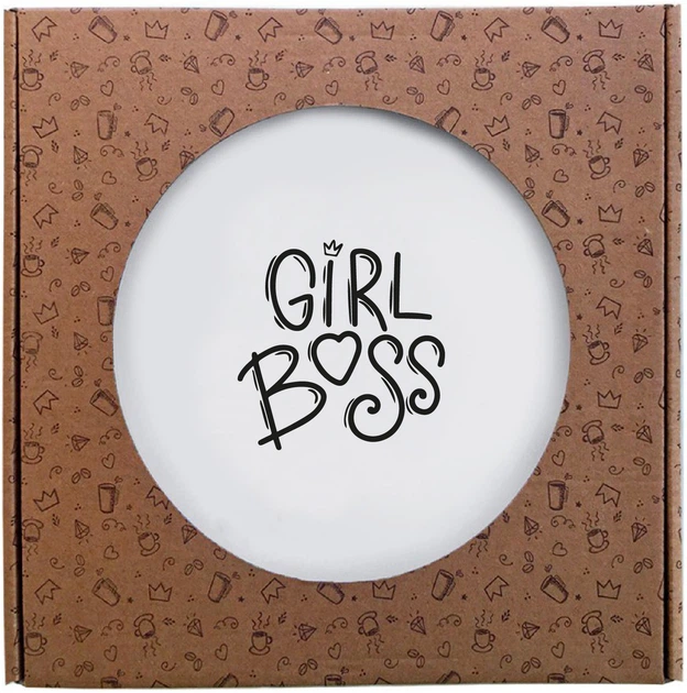 Тарелка "GIRL BOSS" 25 см стеклокерамика + подарочная коробка Kvarta, 1246 1