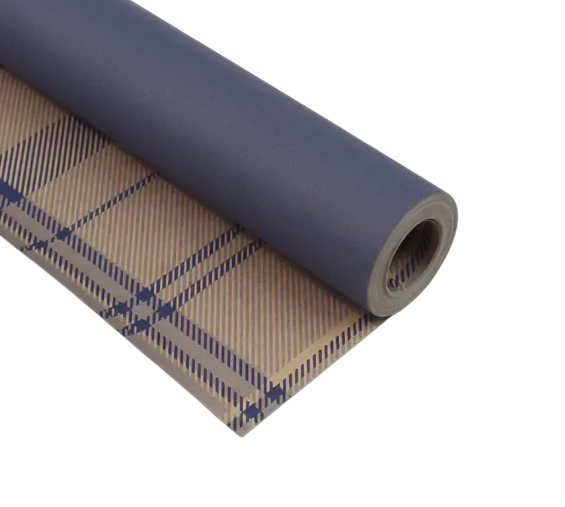 Папір пакувальний, крафт "Клітина синя+тонування синім" в рулоні (0,7*8 м), 255-4631 1