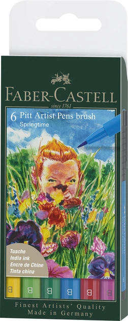 Набір капілярних ручок пензликів PITT Artist Pens Brush Springtime, 6 кольорів, 167177 Faber-Castell