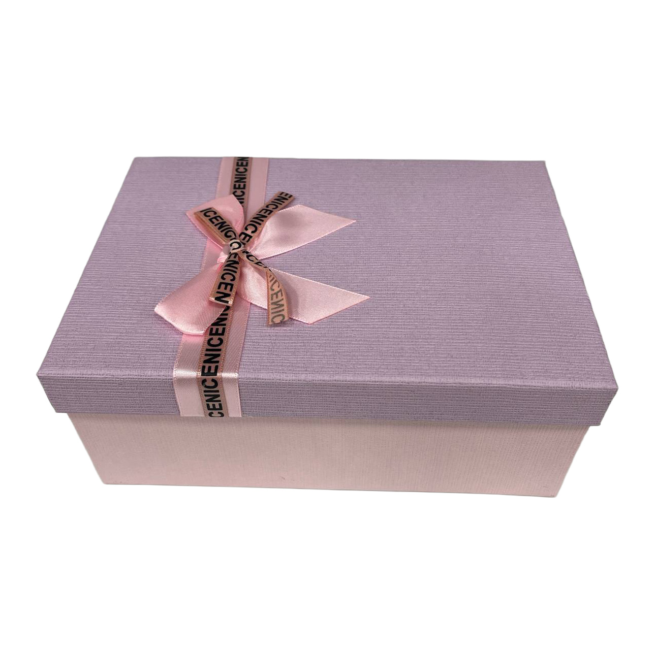 Подарочная коробка прямоугольная, лавандовая "Linen" с бантом, 23*16*9,5 см, 2703118403 1