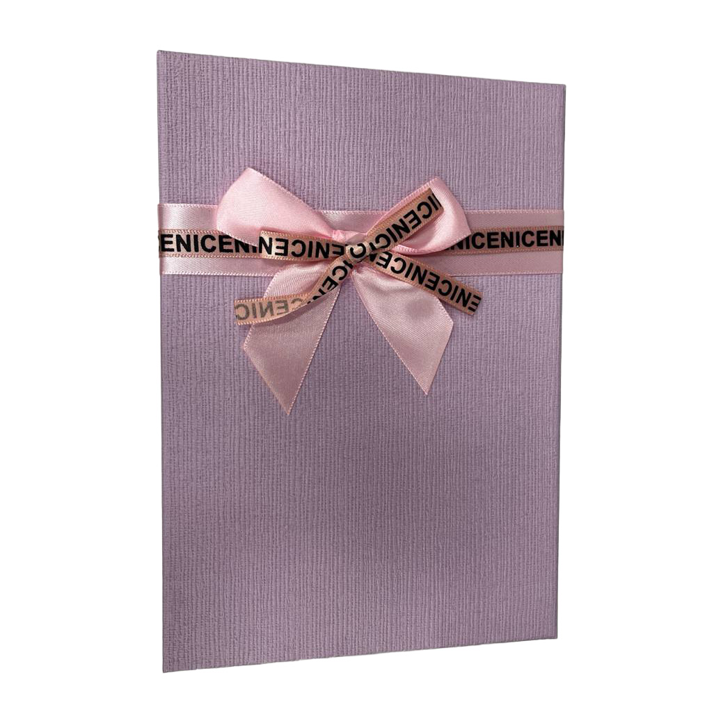 Подарочная коробка прямоугольная, лавандовая "Linen" с бантом, 23*16*9,5 см, 2703118403 2