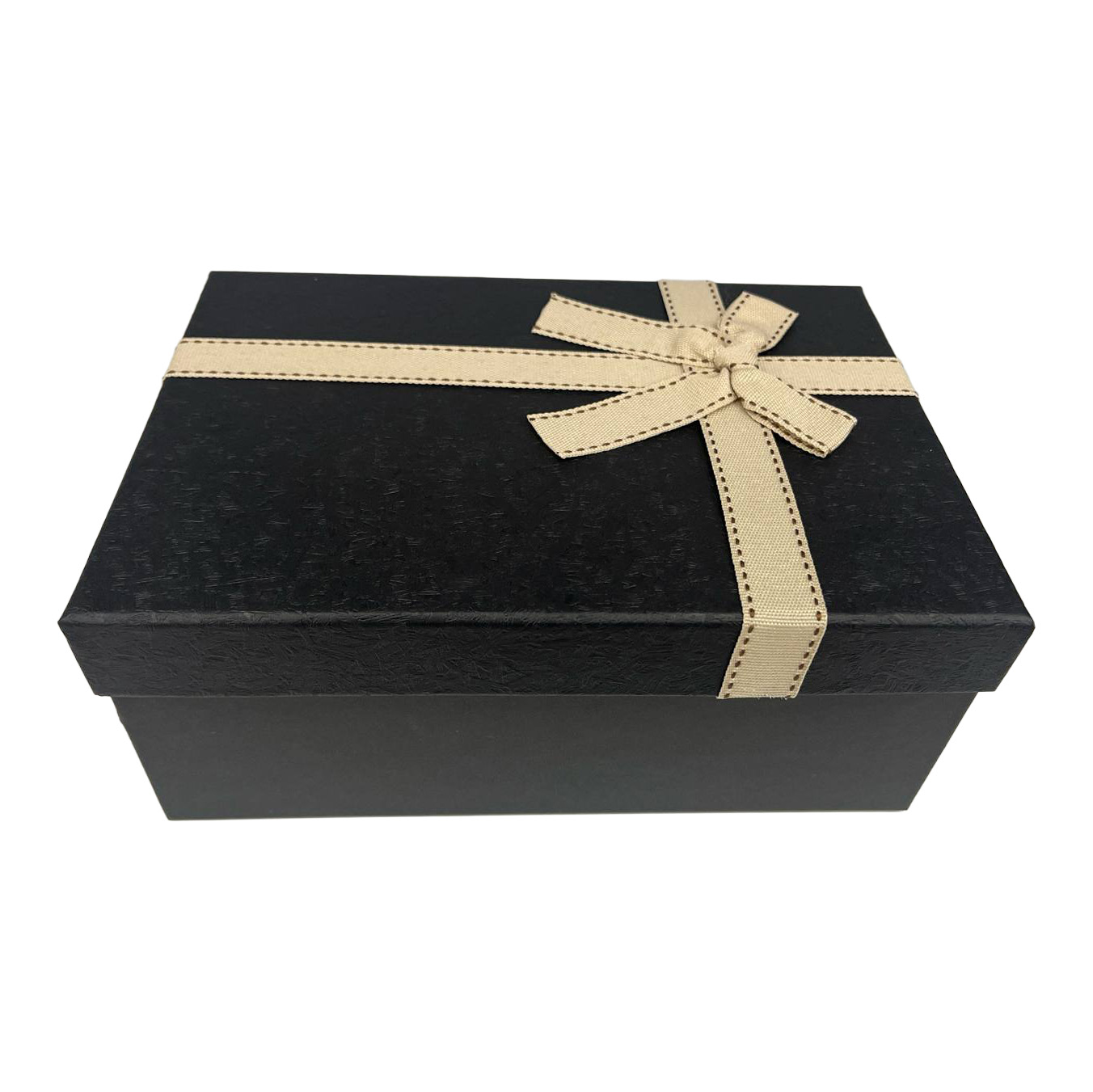 Подарункова коробка прямокутна, чорна з бежевим бантом, 23*16*9,5 см, 1103374853 1