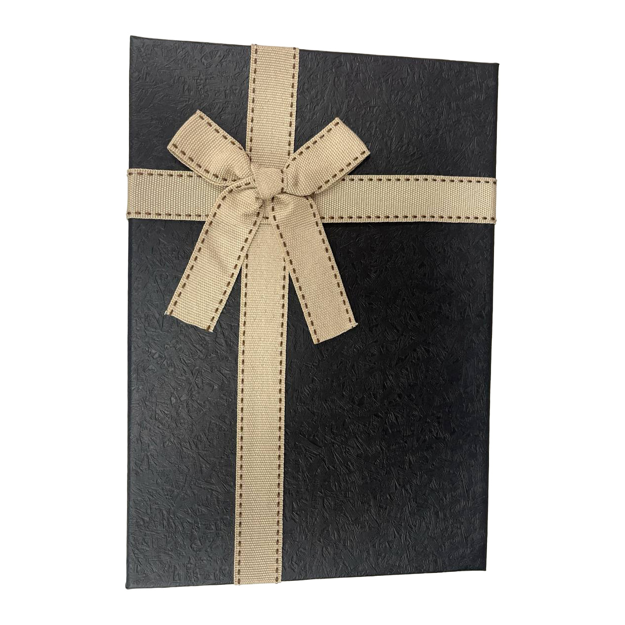 Подарункова коробка прямокутна, чорна з бежевим бантом, 23*16*9,5 см, 1103374853 2