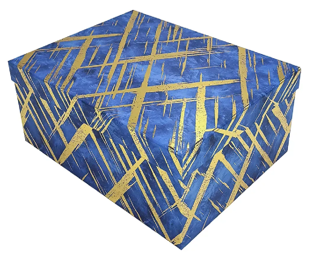 Подарункова коробка прямокутна, синя, "Золоті перетини", 35*27*15,5 см, 1110082219 2