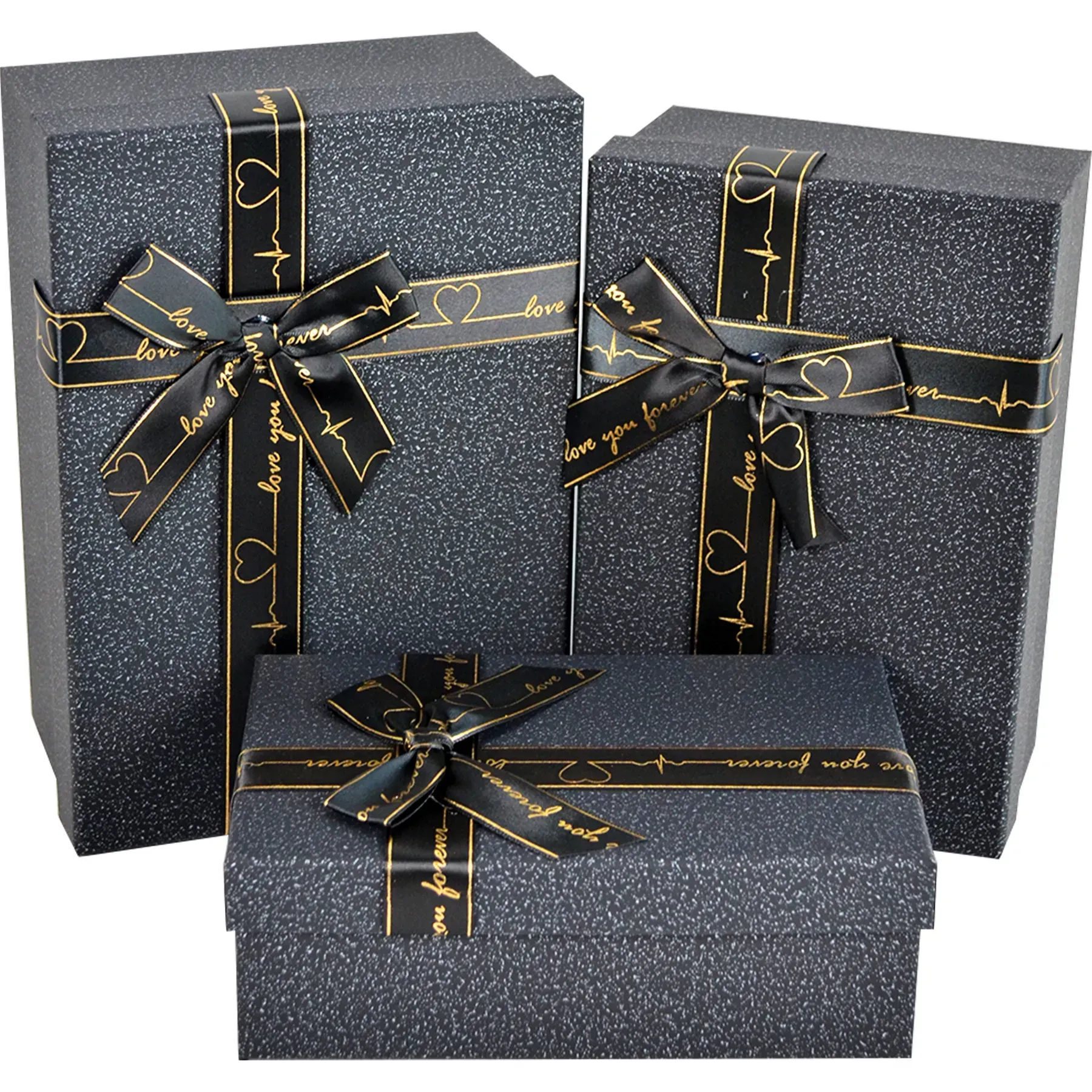 Подарочная коробка прямоугольная, черная с черным бантом, 19*12*6,5 см, 2703452501