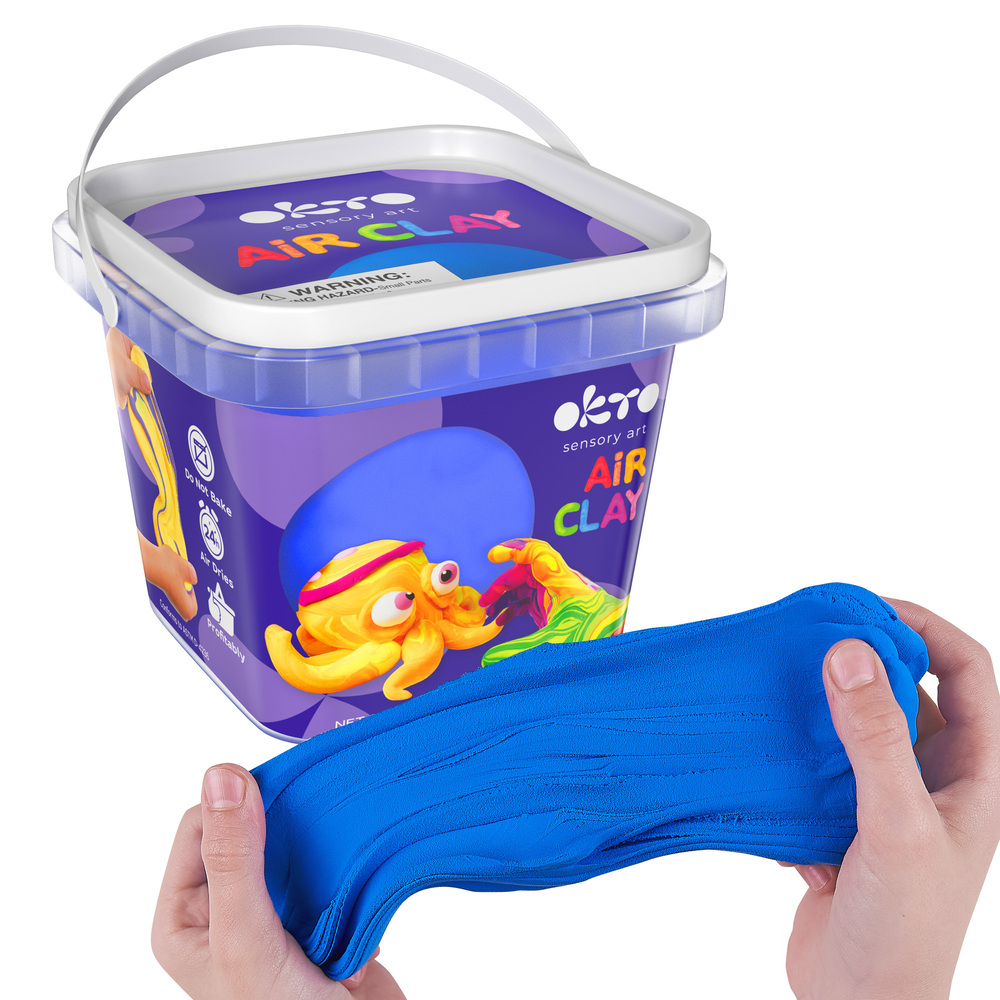 Воздушная глина School supplies 910 мл, синяя, ТМ ОКТО, 20008 1