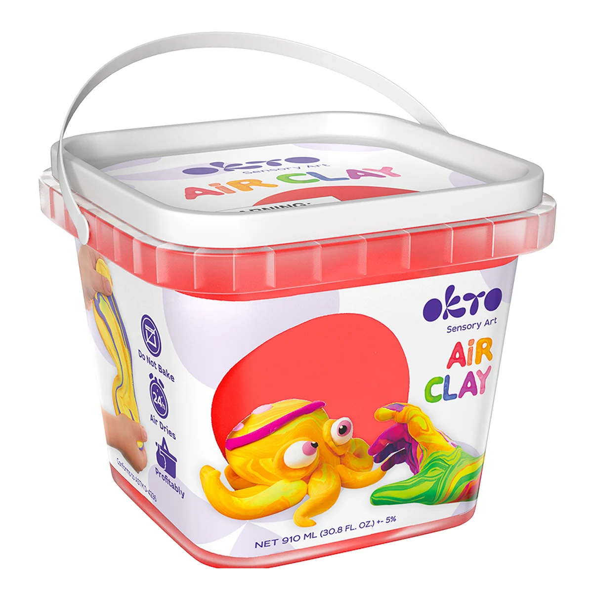 Воздушная глина School supplies 910 мл, красная, ТМ ОКТО, 20009