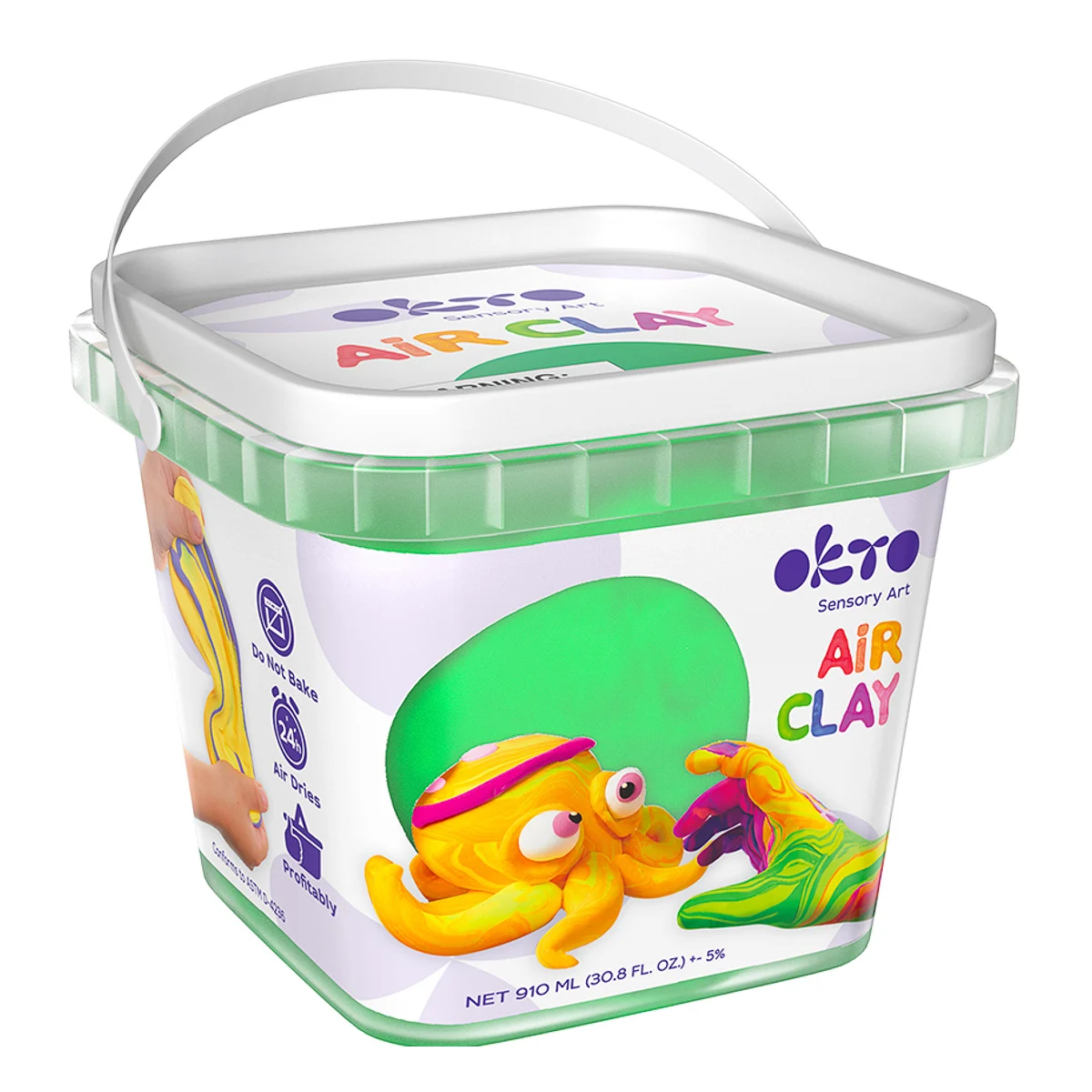 Воздушная глина School supplies 910 мл, зеленая, ТМ ОКТО, 20011