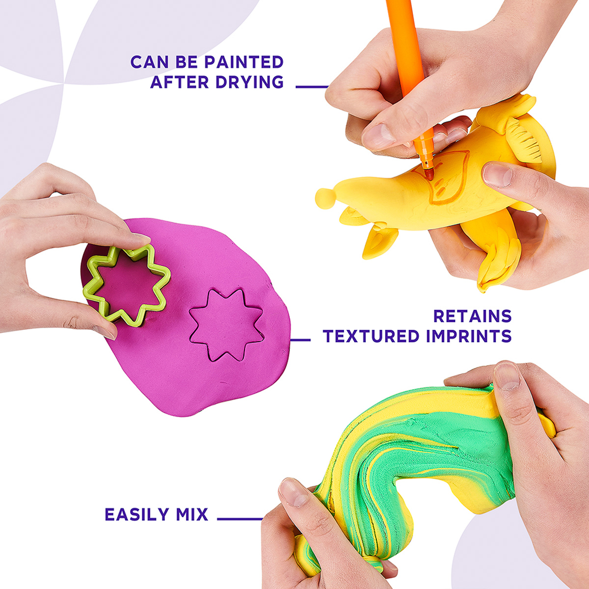 Воздушная глина School supplies 910 мл, фиолетовая, ТМ ОКТО, 20013 2