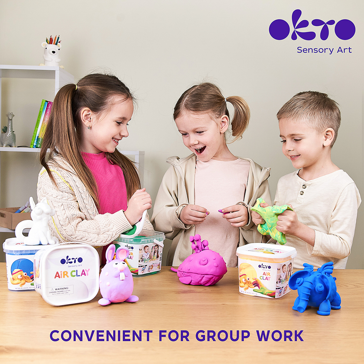 Воздушная глина School supplies 910 мл, желтая, ТМ ОКТО, 20010 3