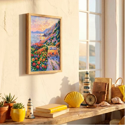 Набор для вышивки бисером на натуральном художественном холсте "Вечере над морем", AB-968 1