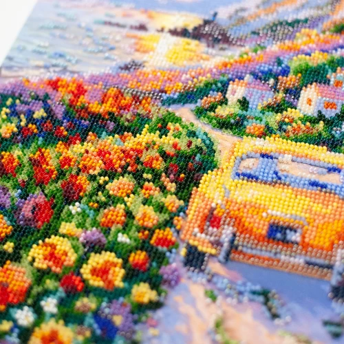 Набор для вышивки бисером на натуральном художественном холсте "Вечере над морем", AB-968 3