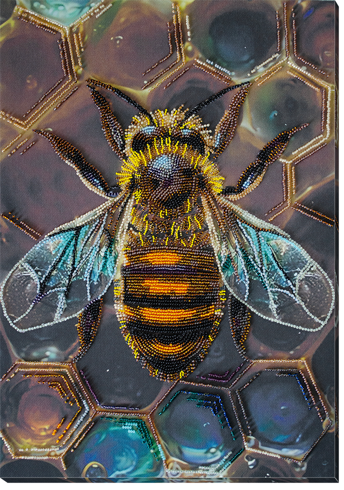 Набор для вышивки бисером на натуральном холсте "Медовый мотив", AB-950