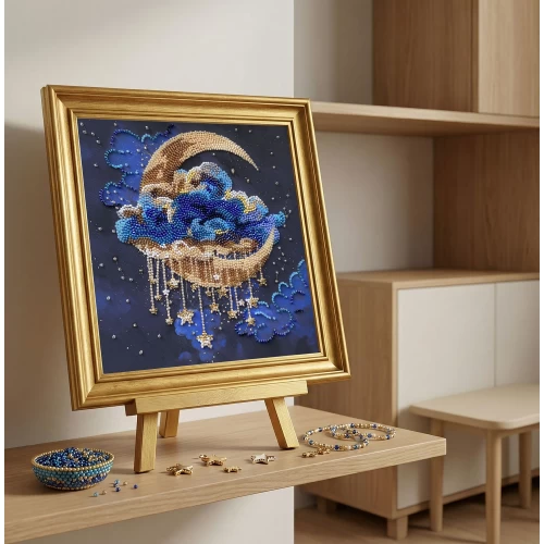 Набор-миди для вышивания бисером на натуральном художественном холсте "Колыбель звездных снов", AMB-138 2