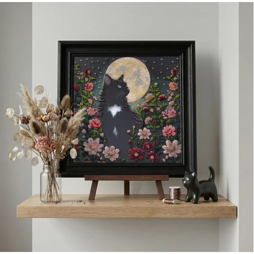 Набор-миди для вышивки бисером на натуральном художественном холсте "Не спится", AMB-136 2