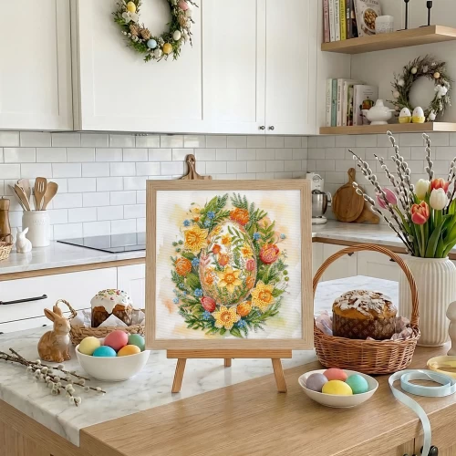 Набор-миди для вышивки бисером на натуральном художественном холсте "Символ Пасхи", AMB-135 2