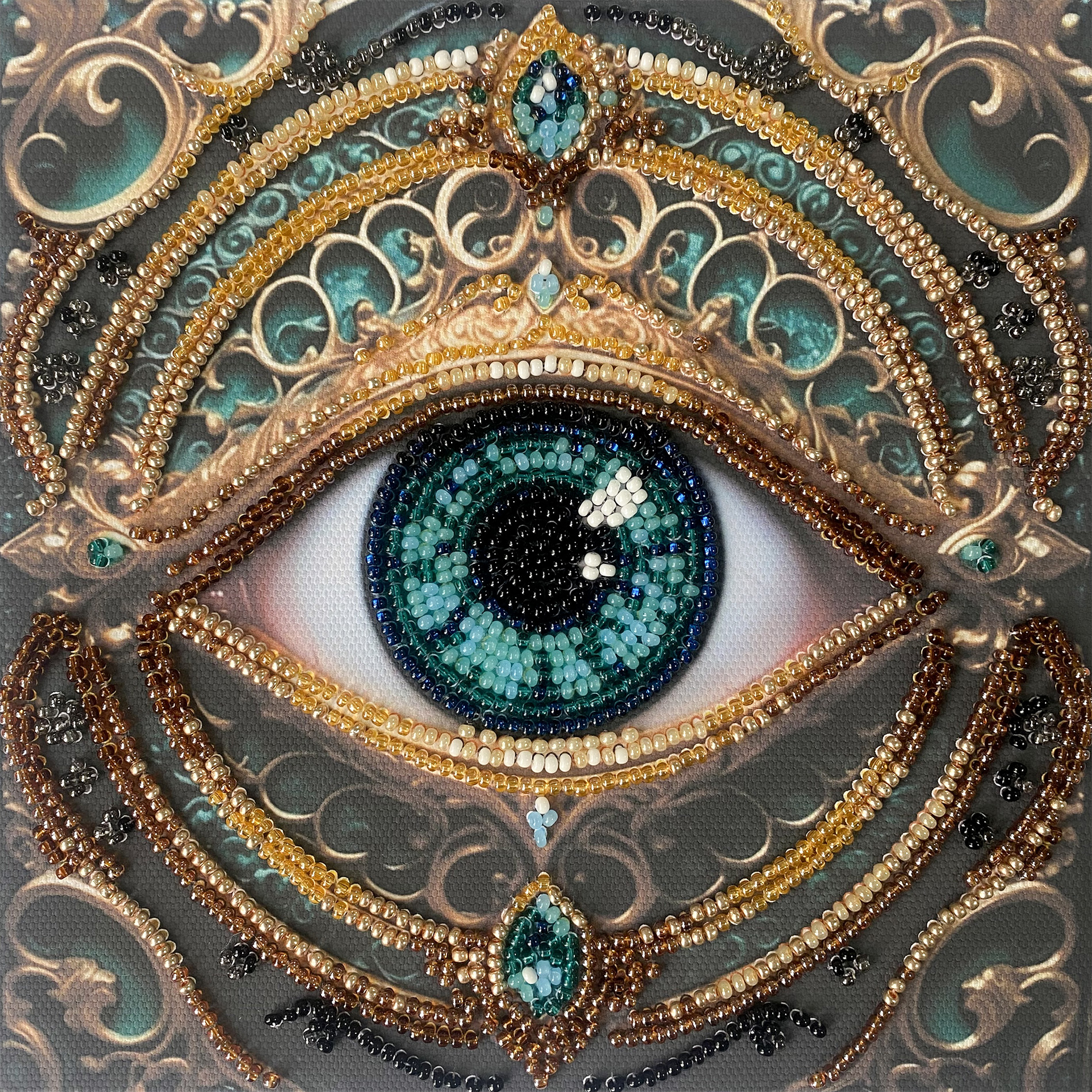 Набор-мини для вышивания бисером на натуральном холсте "Алхимия взгляда", AM-265