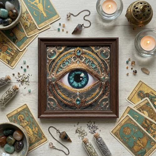 Набор-мини для вышивания бисером на натуральном холсте "Алхимия взгляда", AM-265 2