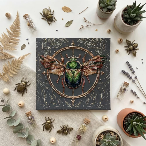 Набор-мини для вышивания бисером на натуральном художественном холсте "Алхимия природы", AM-266 2