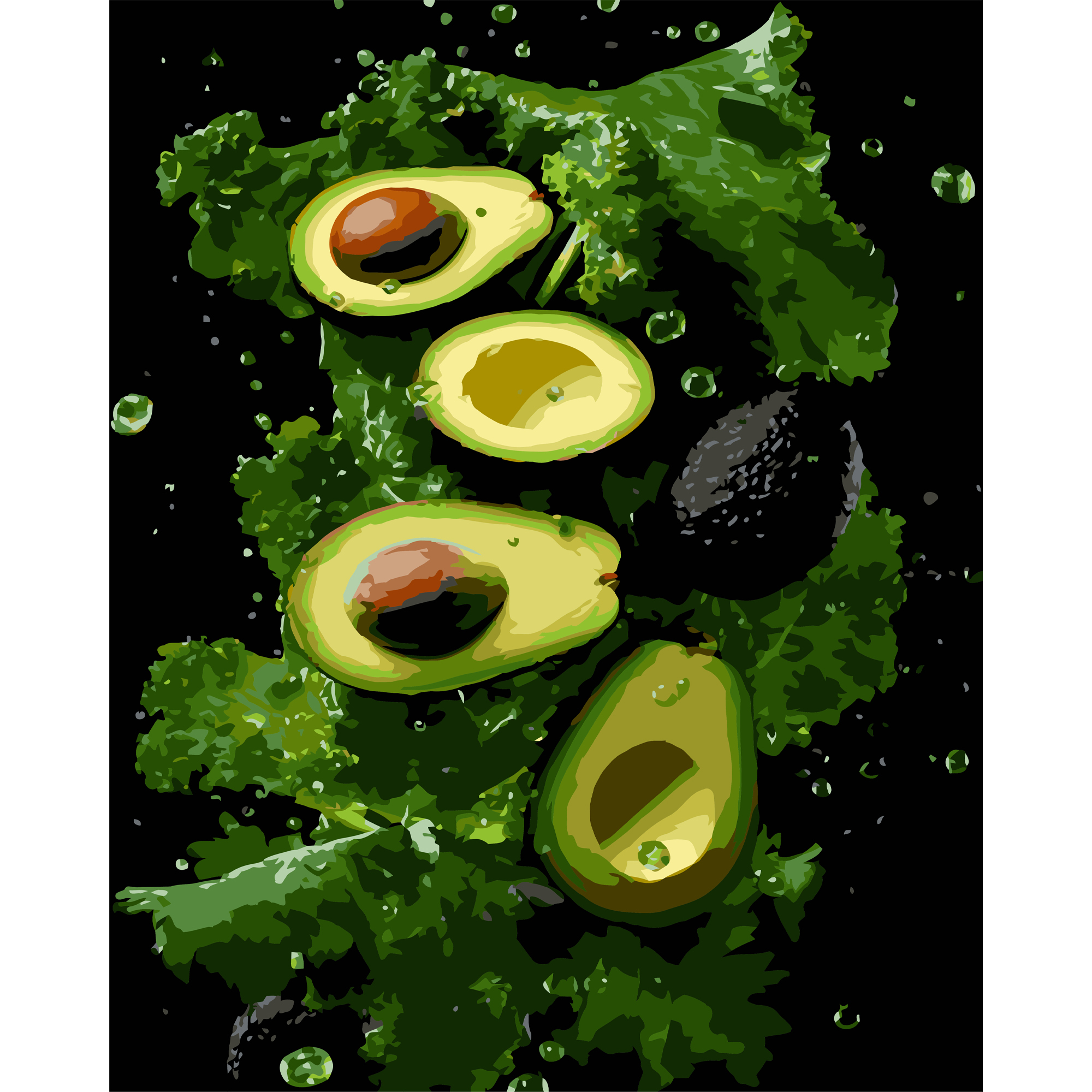 Картина за номерами 40*50 см "Зелений смак авокадо" на чорному фоні, AH1271 ТМ "Strateg"