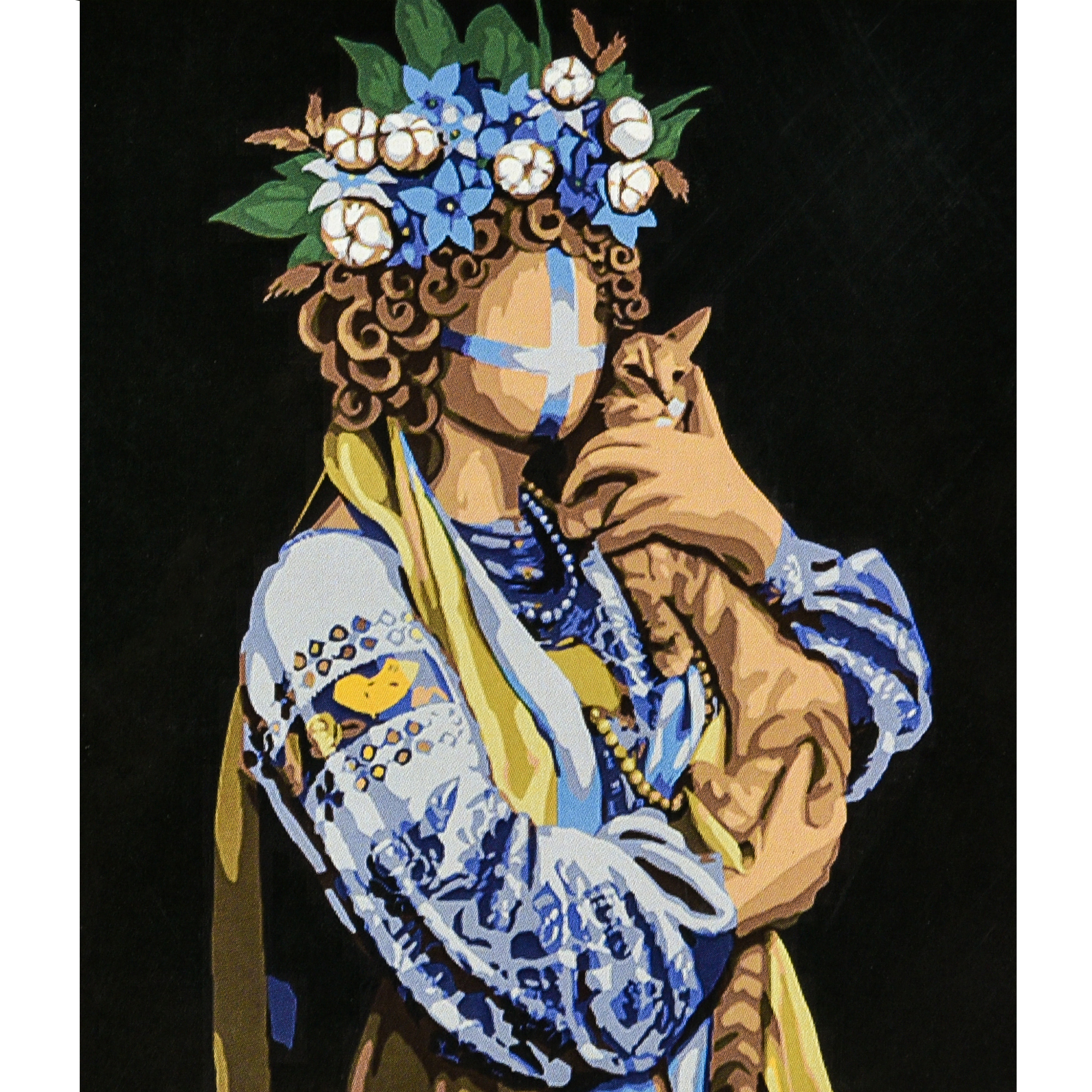 Набор для росписи по номерам 40*50 см "Привёрнута" на черном фоне, AH1147 ТМ "Strateg"