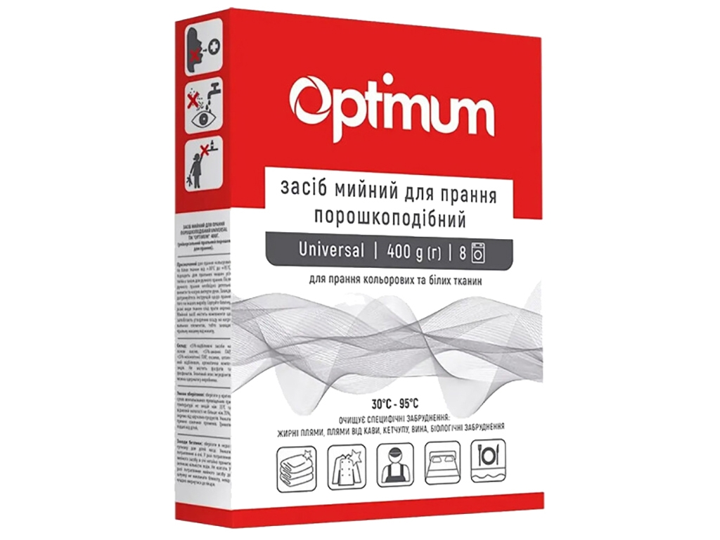 Средство моющее для стирки порошкообразное 400г к/к OPTIMUM Universal, 25484332