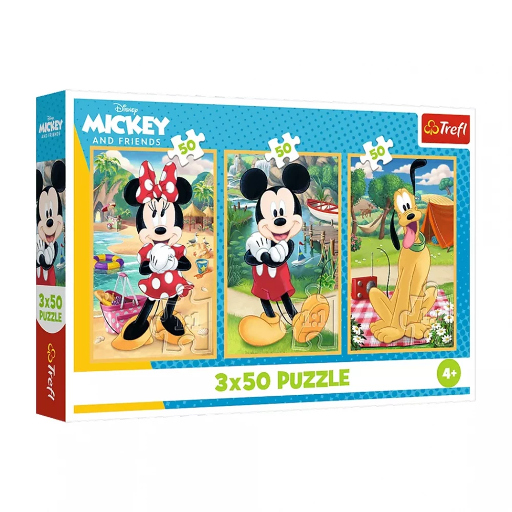 Пазли "3x50" - Mickey&friends Миша на святі, Trefl, 34881