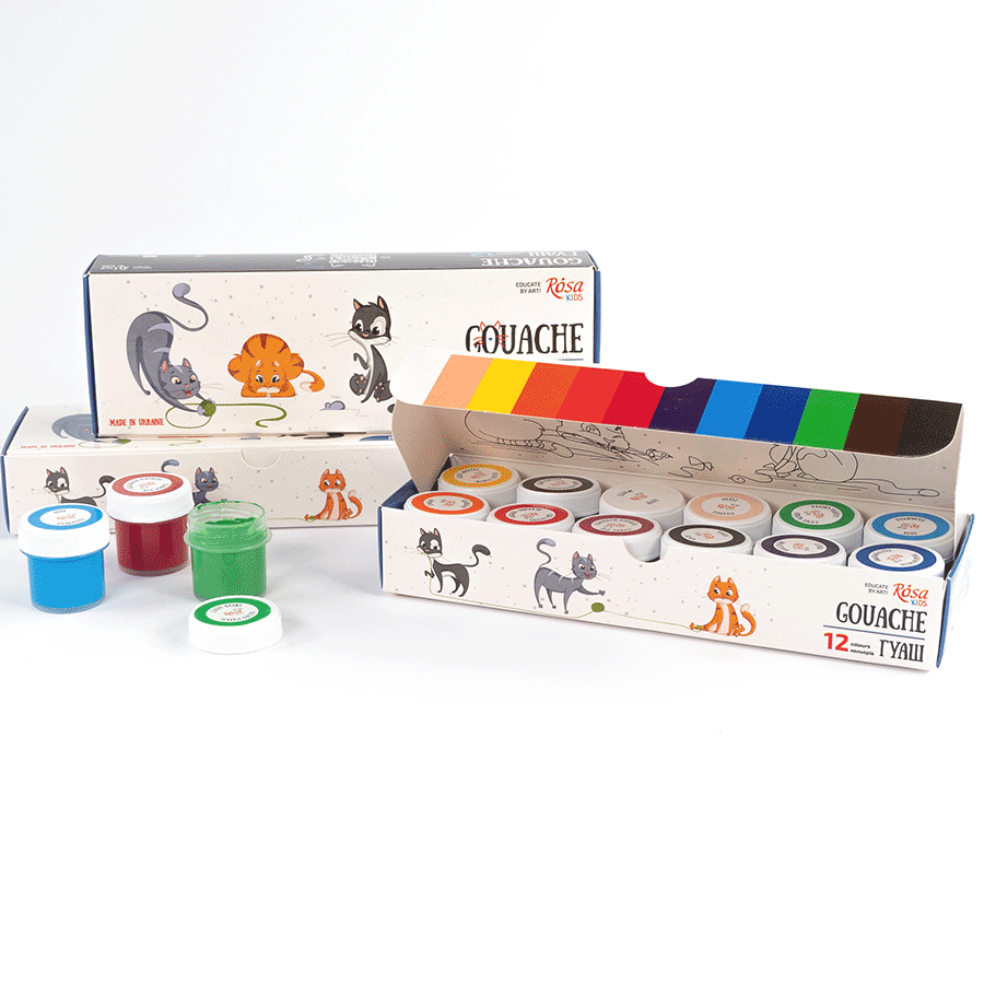 Outlet40 Набір гуашевих фарб "Cats" 12*10 мл, ROSA Kids KVI/1017437 1
