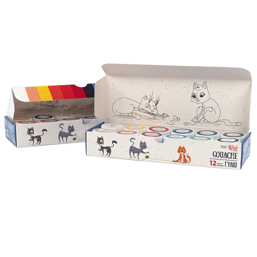 Outlet40 Набір гуашевих фарб "Cats" 12*10 мл, ROSA Kids KVI/1017437 3