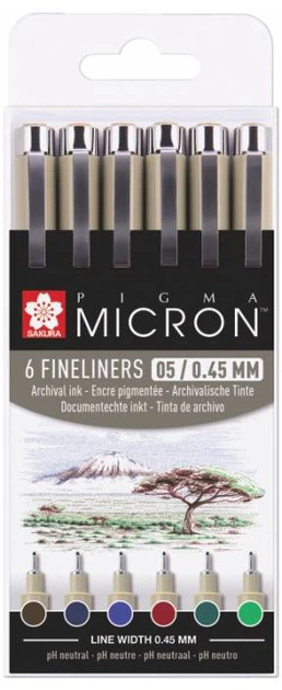 Outlet75 Outlet Набор линеров Pigma Micron 05 Earth 6 шт., Sakura/862554/1012537