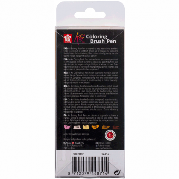 Outlet75 Outlet Набор маркеров Koi Coloring Brush Pen, Portrait 6цв., Sakura/862557/1012545 2