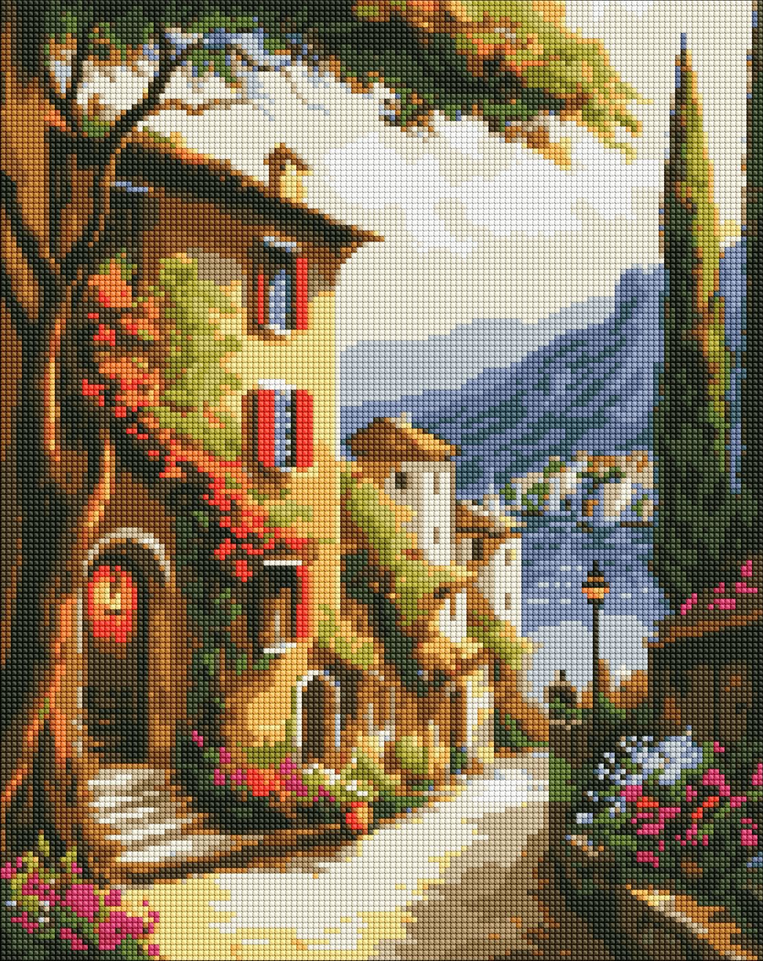 Набор с алмазной мозаикой "Курортный городок" 40*50 см, AMO7746 ТМ "Идейка"