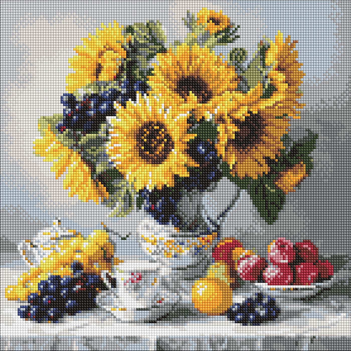 Набор с алмазной мозаикой "Подсолнухи с виноградом" 40*40 см, AMO8338 ТМ "Идейка"