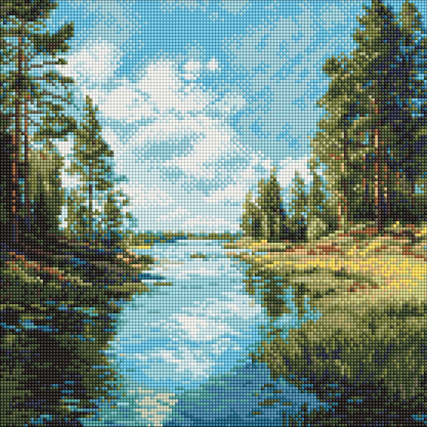 Набір з алмазною мозаїкою "Струмок в лісі" 40*40 см, AMO8336 ТМ "Ідейка"