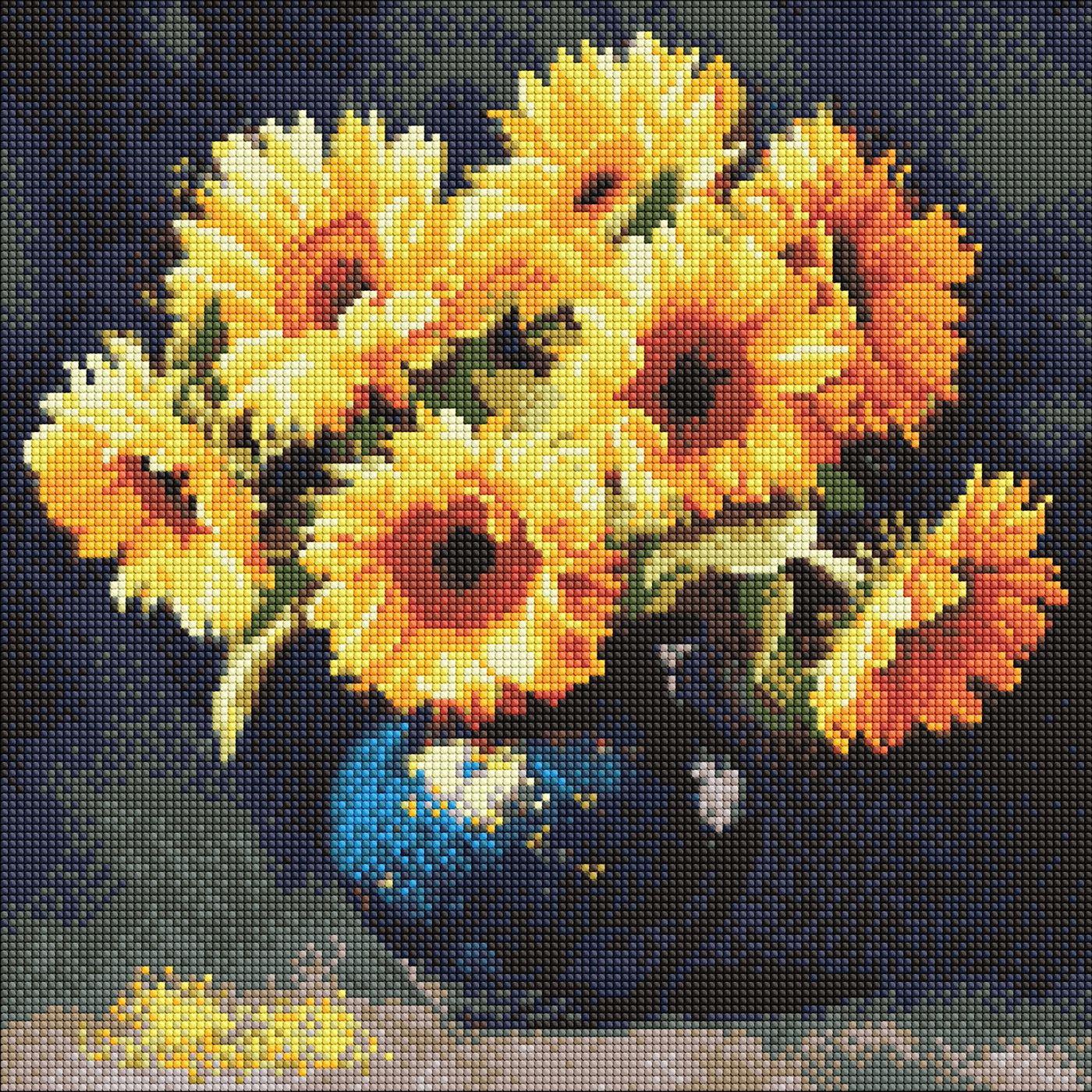 Набір з алмазною мозаїкою "Соняшник в темряві" 40*40 см, AMO8354, ТМ "Ideyka"