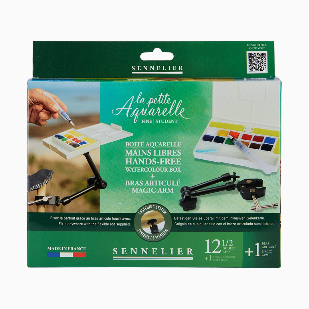 Набір акварельних фарб "Sennelier" Hands Free, 12 кол., кювета, пластиковий пенал, N131692.12