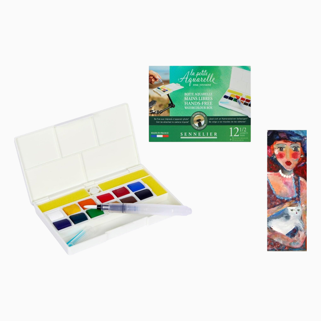 Набір акварельних фарб "Sennelier" Hands Free, 12 кол., кювета, пластиковий пенал, N131692.12 2
