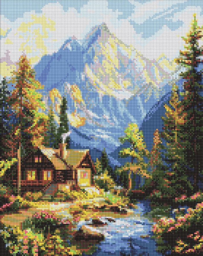 Набір з алмазною мозаїкою "Затишок серед вершин" 40*50 см, AMO20229  ТМ "Ідейка"