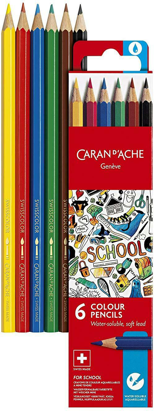 Outlet40 Набор акварельных карандашей 6 цв. Caran d’Ache School Lin карт. бокс, 1290.706/1026372
