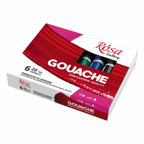 Набір гуашевих фарб, 6*20 мл, ROSA Gallery